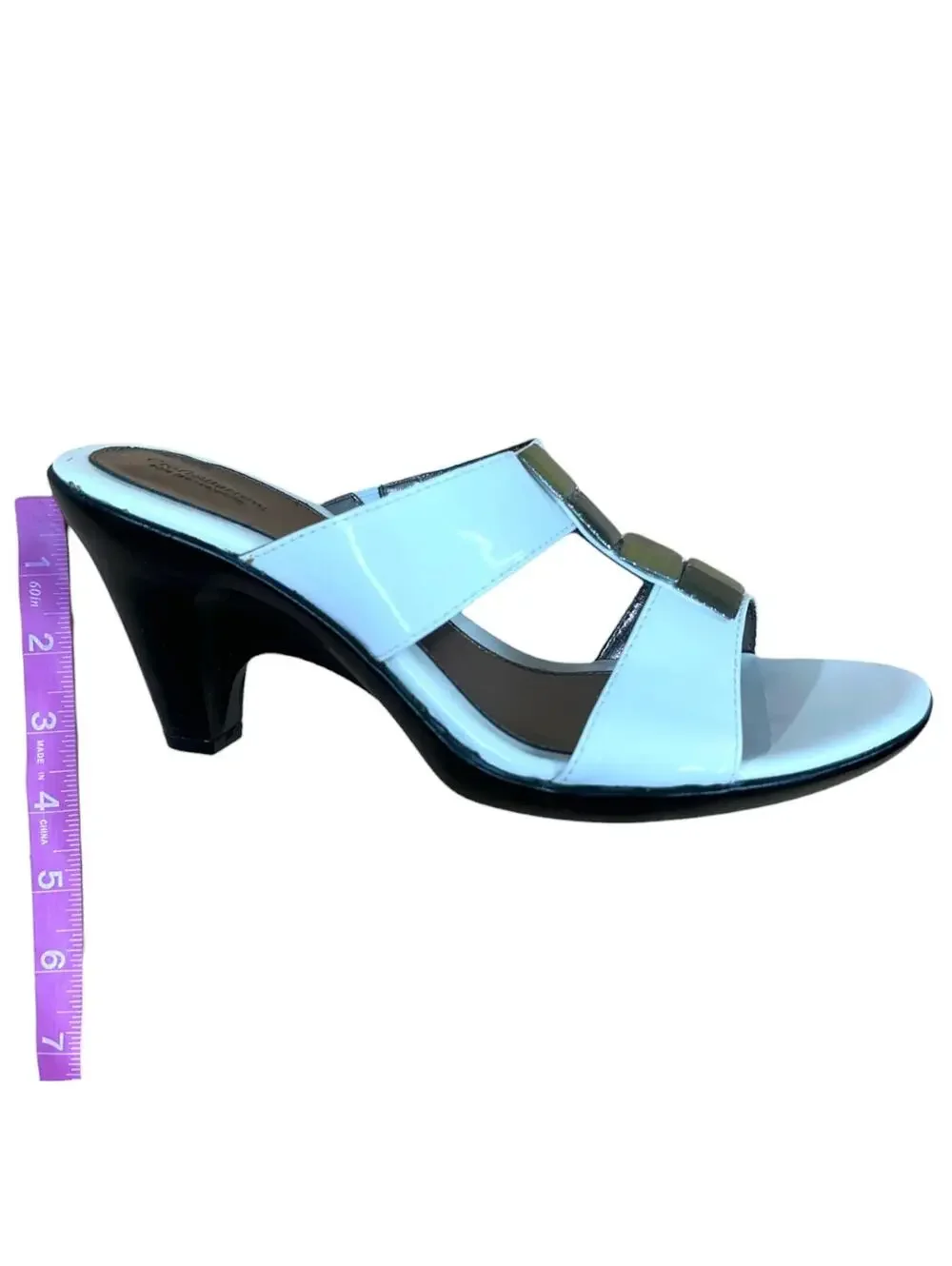 Croft & Barrow White Patent Gold‎ Tile Wedge Sandals